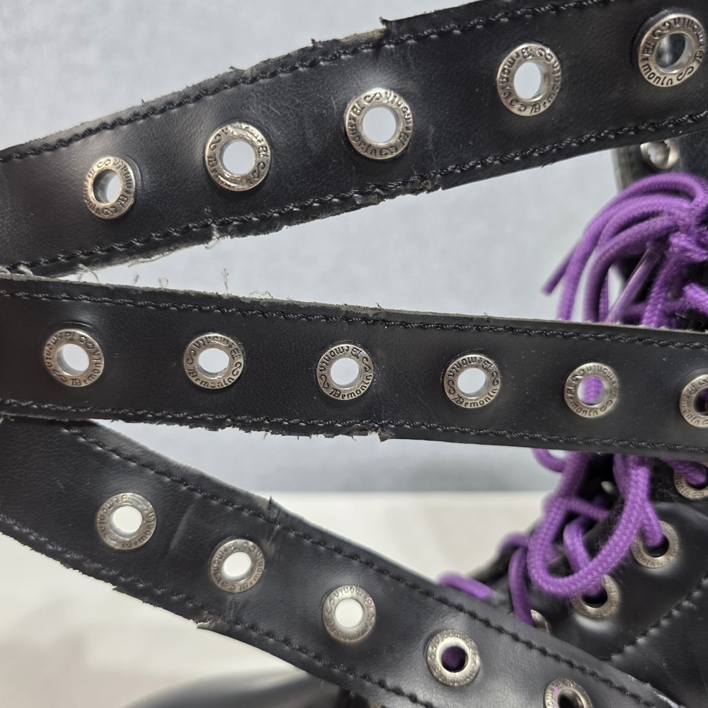 Demonia Black Leather Combat Boots - Side Zip - US 9 mens - Picture 14 of 16